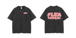 Close-up of Flex Appeal on black t-shirt