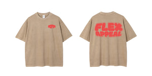 Front and Back view of brown Flex Appeal graphic t-shirt-Vervewear