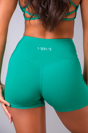 Green Serenity high waist shorts fitness wear